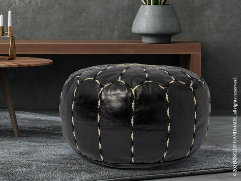 Genuine Leather Pouf Unstuffed - Moroccan Ottoman Footstool, Footrest Cover Boho Decor Bohemian Living Room, Bedroom, Kids Gift & Wedding Room Hand Stitched by Artisans Used As Hassock pouf ottoman hassock hassocks and ottomans leather pouf hassock furniture pouf ottoman moroccan pouf pouf ottoman leather ottoman