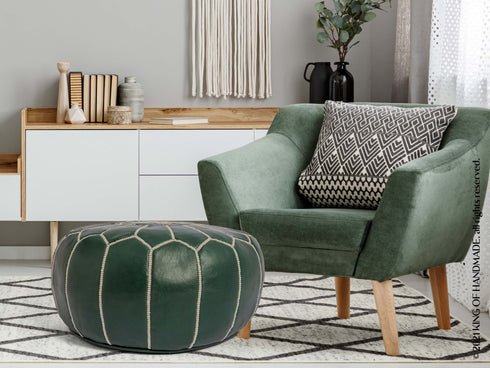 Genuine Leather Pouf Unstuffed - Moroccan Ottoman Footstool, Footrest Cover Boho Decor Bohemian Living Room, Bedroom, Kids Gift & Wedding Room Hand Stitched by Artisans Used As Hassock pouf ottoman hassock hassocks and ottomans leather pouf hassock furniture pouf ottoman moroccan pouf pouf ottoman leather ottoman