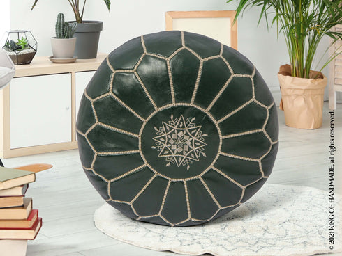 Genuine Leather Pouf Unstuffed - Moroccan Ottoman Footstool, Footrest Cover Boho Decor Bohemian Living Room, Bedroom, Kids Gift & Wedding Room Hand Stitched by Artisans Used As Hassock pouf ottoman hassock hassocks and ottomans leather pouf hassock furniture pouf ottoman moroccan pouf pouf ottoman leather ottoman