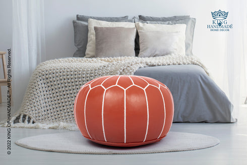 Genuine Leather Pouf Unstuffed - Moroccan Ottoman Footstool, Footrest Cover Boho Decor Bohemian Living Room, Bedroom, Kids Gift & Wedding Room Hand Stitched by Artisans Used As Hassock pouf ottoman hassock  hassocks and ottomans leather pouf hassock furniture pouf ottoman moroccan pouf pouf ottoman leather ottoman