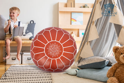 Genuine Leather Pouf Unstuffed - Moroccan Ottoman Footstool, Footrest Cover Boho Decor Bohemian Living Room, Bedroom, Kids Gift & Wedding Room Hand Stitched by Artisans Used As Hassock pouf ottoman hassock  hassocks and ottomans leather pouf hassock furniture pouf ottoman moroccan pouf pouf ottoman leather ottoman