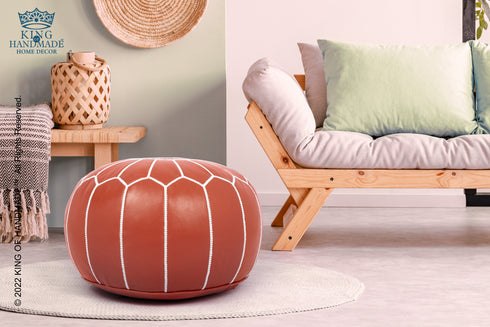 Genuine Leather Pouf Unstuffed - Moroccan Ottoman Footstool, Footrest Cover Boho Decor Bohemian Living Room, Bedroom, Kids Gift & Wedding Room Hand Stitched by Artisans Used As Hassock pouf ottoman hassock  hassocks and ottomans leather pouf hassock furniture pouf ottoman moroccan pouf pouf ottoman leather ottoman