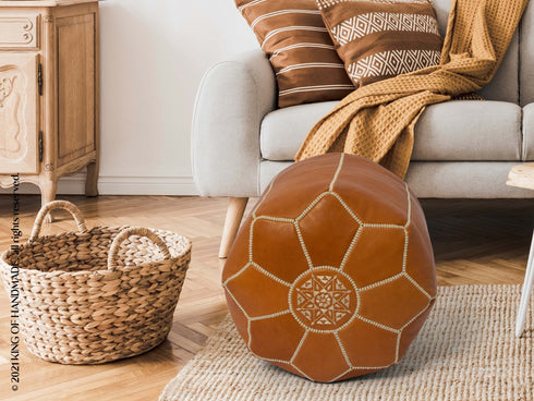 Genuine Leather Pouf Unstuffed - Moroccan Ottoman Footstool, Footrest Cover Boho Decor Bohemian Living Room, Bedroom, Kids Gift & Wedding Room Hand Stitched by Artisans Used As Hassock pouf ottoman hassock  hassocks and ottomans leather pouf hassock furniture pouf ottoman moroccan pouf pouf ottoman leather ottoman