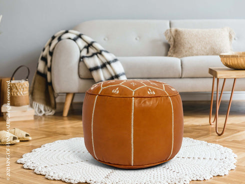 Genuine Leather Pouf Unstuffed - Moroccan Ottoman Footstool, Footrest Cover Boho Decor Bohemian Living Room, Bedroom, Kids Gift & Wedding Room Hand Stitched by Artisans Used As Hassock pouf ottoman hassock hassocks and ottomans leather pouf hassock furniture pouf ottoman moroccan pouf pouf ottoman leather ottoman