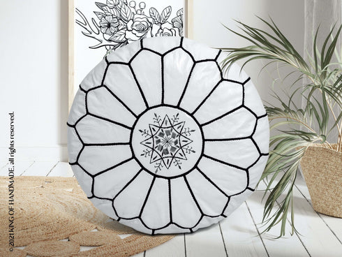 Genuine Leather Pouf Unstuffed - Moroccan Ottoman Footstool, Footrest Cover Boho Decor Bohemian Living Room, Bedroom, Kids Gift & Wedding Room Hand Stitched by Artisans Used As Hassock pouf ottoman hassock  hassocks and ottomans leather pouf hassock furniture pouf ottoman moroccan pouf pouf ottoman leather ottoman