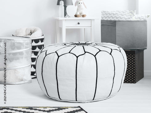 Genuine Leather Pouf Unstuffed - Moroccan Ottoman Footstool, Footrest Cover Boho Decor Bohemian Living Room, Bedroom, Kids Gift & Wedding Room Hand Stitched by Artisans Used As Hassock pouf ottoman hassock  hassocks and ottomans leather pouf hassock furniture pouf ottoman moroccan pouf pouf ottoman leather ottoman