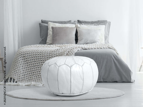 Genuine Leather Pouf Unstuffed - Moroccan Ottoman Footstool, Footrest Cover Boho Decor Bohemian Living Room, Bedroom, Kids Gift & Wedding Room Hand Stitched by Artisans Used As Hassock pouf ottoman hassock hassocks and ottomans leather pouf hassock furniture pouf ottoman moroccan pouf pouf ottoman leather ottoman