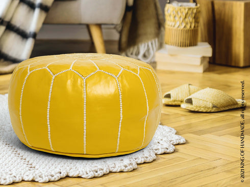 Genuine Leather Pouf Unstuffed - Moroccan Ottoman Footstool, Footrest Cover Boho Decor Bohemian Living Room, Bedroom, Kids Gift & Wedding Room Hand Stitched by Artisans Used As Hassock pouf ottoman hassock hassocks and ottomans leather pouf hassock furniture pouf ottoman moroccan pouf pouf ottoman leather ottoman