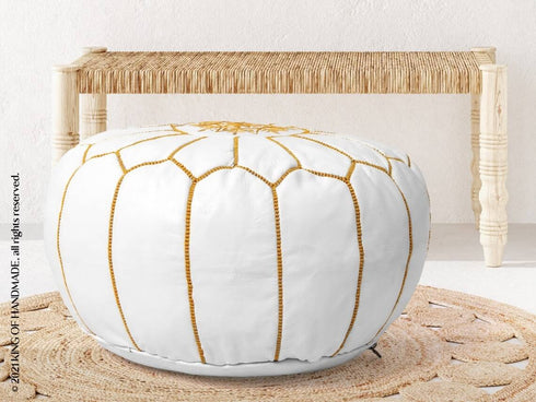 Genuine Leather Pouf Unstuffed - Moroccan Ottoman Footstool, Footrest Cover Boho Decor Bohemian Living Room, Bedroom, Kids Gift & Wedding Room Hand Stitched by Artisans Used As Hassock pouf ottoman hassock  hassocks and ottomans leather pouf hassock furniture pouf ottoman moroccan pouf pouf ottoman leather ottoman