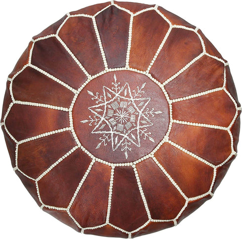 Genuine Leather Pouf Unstuffed - Moroccan Ottoman Footstool, Footrest Cover Boho Decor Bohemian Living Room, Bedroom, Kids Gift & Wedding Room Hand Stitched by Artisans Used As Hassock pouf ottoman hassock hassocks and ottomans leather pouf hassock furniture pouf ottoman moroccan pouf pouf ottoman leather ottoman