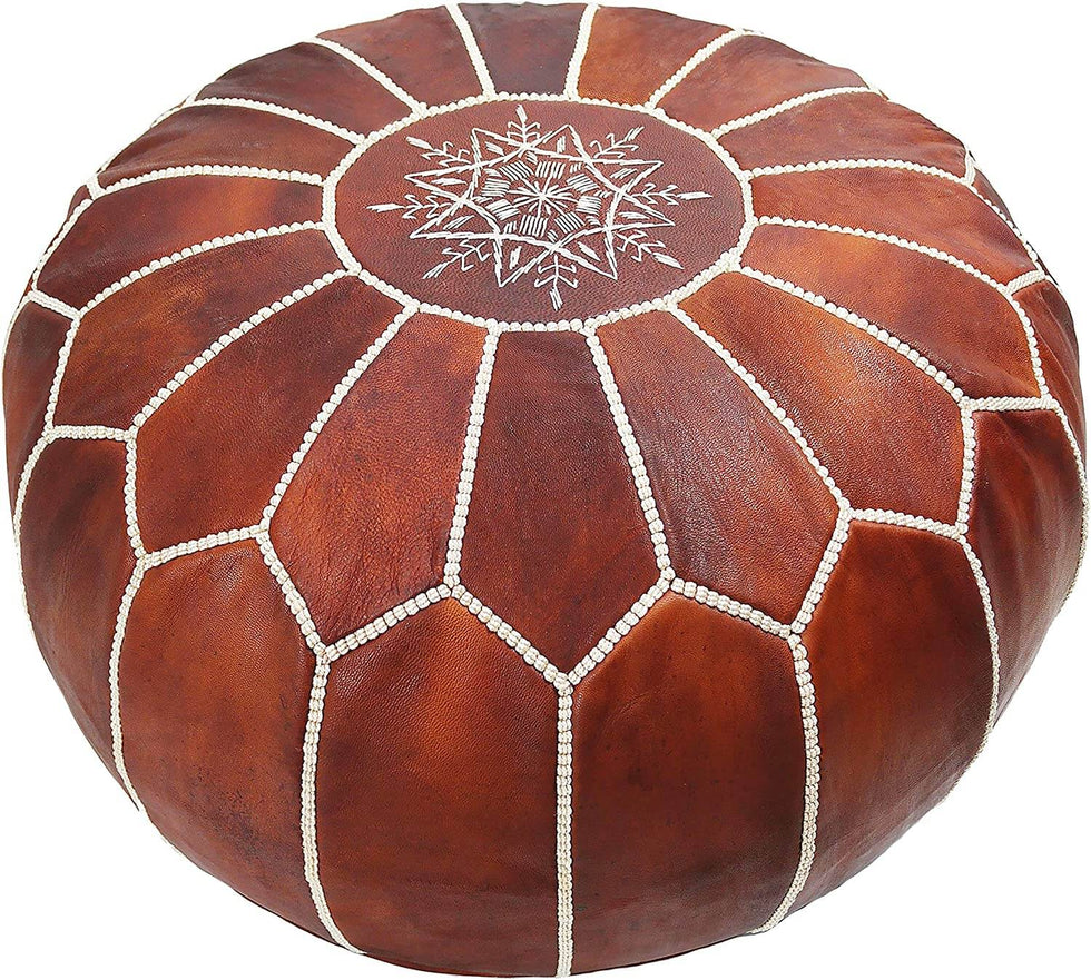 Genuine Leather Pouf Unstuffed - Moroccan Ottoman Footstool, Footrest Cover Boho Decor Bohemian Living Room, Bedroom, Kids Gift & Wedding Room Hand Stitched by Artisans Used As Hassock pouf ottoman hassock hassocks and ottomans leather pouf hassock furniture pouf ottoman moroccan pouf pouf ottoman leather ottoman