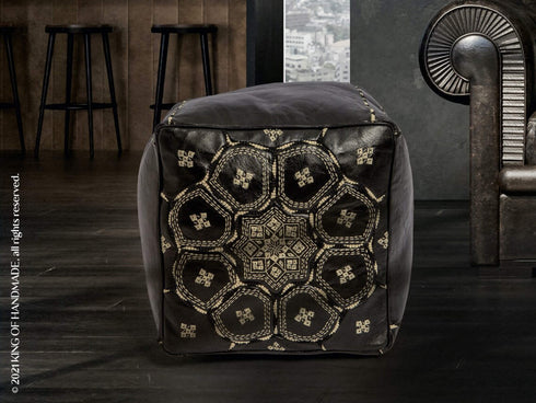 Genuine Leather Pouf Unstuffed - Moroccan Ottoman Footstool, Footrest Cover Boho Decor Bohemian Living Room, Bedroom, Kids Gift & Wedding Room Hand Stitched by Artisans Used As Hassock pouf ottoman hassock  hassocks and ottomans leather pouf hassock furniture pouf ottoman moroccan pouf pouf ottoman leather ottoman