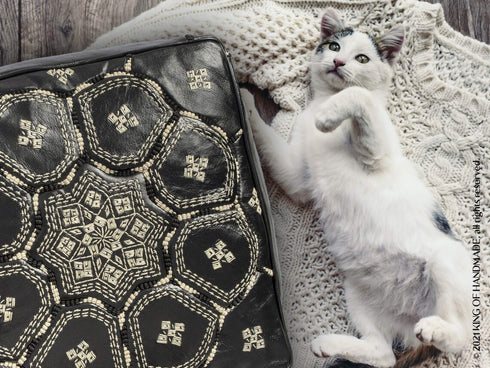 Genuine Leather Pouf Unstuffed - Moroccan Ottoman Footstool, Footrest Cover Boho Decor Bohemian Living Room, Bedroom, Kids Gift & Wedding Room Hand Stitched by Artisans Used As Hassock pouf ottoman hassock  hassocks and ottomans leather pouf hassock furniture pouf ottoman moroccan pouf pouf ottoman leather ottoman