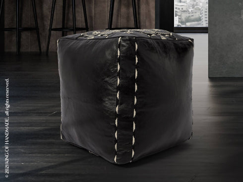Genuine Leather Pouf Unstuffed - Moroccan Ottoman Footstool, Footrest Cover Boho Decor Bohemian Living Room, Bedroom, Kids Gift & Wedding Room Hand Stitched by Artisans Used As Hassock pouf ottoman hassock  hassocks and ottomans leather pouf hassock furniture pouf ottoman moroccan pouf pouf ottoman leather ottoman