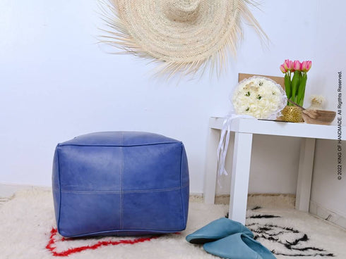 Genuine Leather Pouf Unstuffed - Moroccan Ottoman Footstool, Footrest Cover Boho Decor Bohemian Living Room, Bedroom, Kids Gift & Wedding Room Hand Stitched by Artisans Used As Hassock pouf ottoman hassock  hassocks and ottomans leather pouf hassock furniture pouf ottoman moroccan pouf pouf ottoman leather ottoman