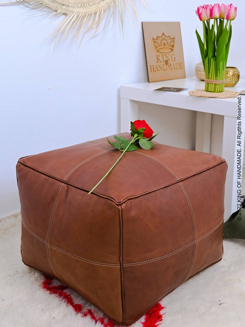 Genuine Leather Pouf Unstuffed - Moroccan Ottoman Footstool, Footrest Cover Boho Decor Bohemian Living Room, Bedroom, Kids Gift & Wedding Room Hand Stitched by Artisans Used As Hassock pouf ottoman hassock hassocks and ottomans leather pouf hassock furniture pouf ottoman moroccan pouf pouf ottoman leather ottoman