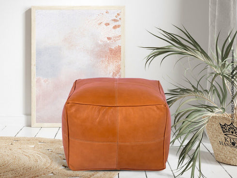 Genuine Leather Pouf Unstuffed - Moroccan Ottoman Footstool, Footrest Cover Boho Decor Bohemian Living Room, Bedroom, Kids Gift & Wedding Room Hand Stitched by Artisans Used As Hassock pouf ottoman hassock hassocks and ottomans leather pouf hassock furniture pouf ottoman moroccan pouf pouf ottoman leather ottoman