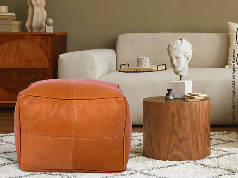 Genuine Leather Pouf Unstuffed - Moroccan Ottoman Footstool, Footrest Cover Boho Decor Bohemian Living Room, Bedroom, Kids Gift & Wedding Room Hand Stitched by Artisans Used As Hassock pouf ottoman hassock hassocks and ottomans leather pouf hassock furniture pouf ottoman moroccan pouf pouf ottoman leather ottoman