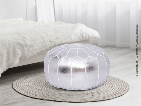 Outdoor Pouf Ottoman, Faux Leather - Boho Deco