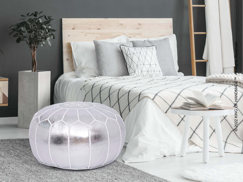 Outdoor Pouf Ottoman, Faux Leather - Boho Deco