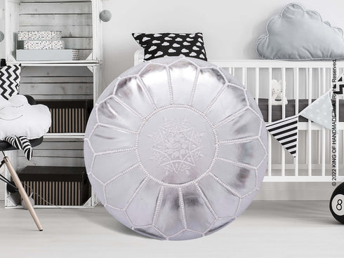 Outdoor Pouf Ottoman, Faux Leather - Boho Deco