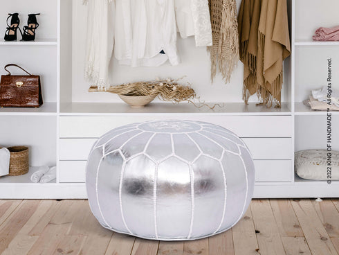 Outdoor Pouf Ottoman, Faux Leather - Boho Deco