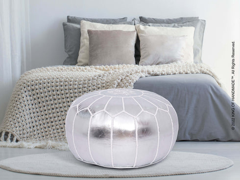 Outdoor Pouf Ottoman, Faux Leather - Boho Deco