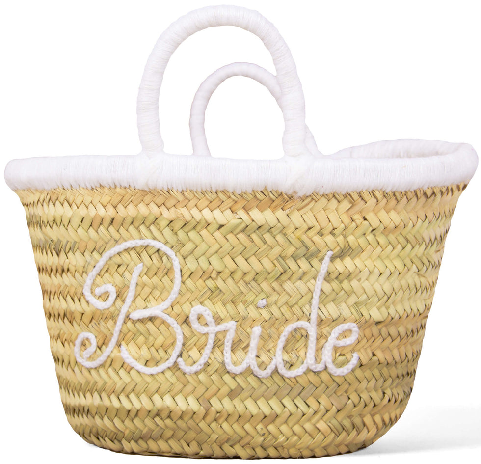 Personalized Bride Straw Beach Bag – Moroccan Basket Tote