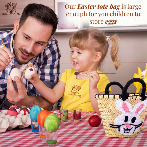 Personalized Create Your Own Easter Moroccan Handmade Straw Basket, Egg Hunts, Spring Birthdays - Customize by Hand with Any Name, Colorful Pompon (Easter, Round) Personalized Touches: Our monogram Easter Baskets for Holiday Are A Memorable Way To Celebrate Easter! Each Basket Can Be Personalized With Your Child’s Name And Colorful Pompon. Makes a great gift: Make Easter Egg Hunts special this year with an unforgettable, one-of-a-kind, personalized basket for your child to proudly display on their egg hunt!