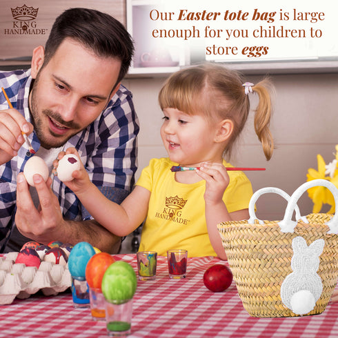 Personalized Create Your Own Easter Moroccan Handmade Straw Basket, Egg Hunts, Spring Birthdays - Customize by Hand with Any Name, Colorful Pompon (Easter, Round) Personalized Touches: Our monogram Easter Baskets for Holiday Are A Memorable Way To Celebrate Easter! Each Basket Can Be Personalized With Your Child’s Name And Colorful Pompon. Makes a great gift: Make Easter Egg Hunts special this year with an unforgettable, one-of-a-kind, personalized basket for your child to proudly display on their egg hunt!