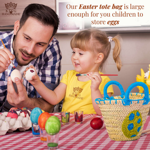 Personalized Create Your Own Easter Moroccan Handmade Straw Basket, Egg Hunts, Spring Birthdays - Customize by Hand with Any Name, Colorful Pompon (Easter, Round) Personalized Touches: Our monogram Easter Baskets for Holiday Are A Memorable Way To Celebrate Easter! Each Basket Can Be Personalized With Your Child’s Name And Colorful Pompon. Makes a great gift: Make Easter Egg Hunts special this year with an unforgettable, one-of-a-kind, personalized basket for your child to proudly display on their egg hunt!