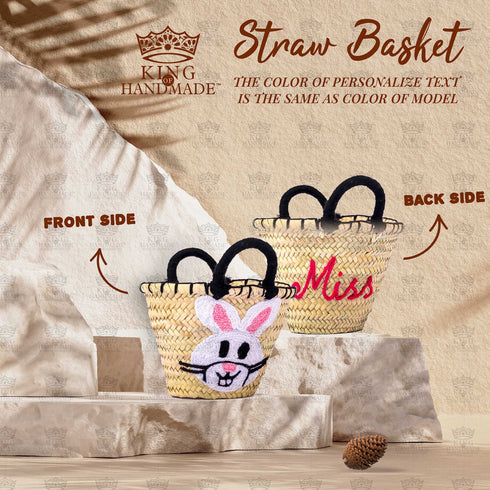 Personalized Create Your Own Easter Moroccan Handmade Straw Basket, Egg Hunts, Spring Birthdays - Customize by Hand with Any Name, Colorful Pompon (Easter, Round) Personalized Touches: Our monogram Easter Baskets for Holiday Are A Memorable Way To Celebrate Easter! Each Basket Can Be Personalized With Your Child’s Name And Colorful Pompon. Makes a great gift: Make Easter Egg Hunts special this year with an unforgettable, one-of-a-kind, personalized basket for your child to proudly display on their egg hunt!