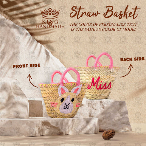 Personalized Create Your Own Easter Moroccan Handmade Straw Basket, Egg Hunts, Spring Birthdays - Customize by Hand with Any Name, Colorful Pompon (Easter, Round) Personalized Touches: Our monogram Easter Baskets for Holiday Are A Memorable Way To Celebrate Easter! Each Basket Can Be Personalized With Your Child’s Name And Colorful Pompon. Makes a great gift: Make Easter Egg Hunts special this year with an unforgettable, one-of-a-kind, personalized basket for your child to proudly display on their egg hunt!