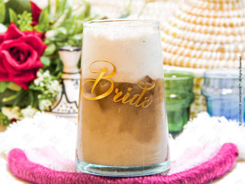 Personalized Glass Soda Cup For Bridesmaid Bachelorette Gifts Boho Wedding Gifts 12oz Iced Coffee Cup | Handblown Glass Cup With Names Personalized iced coffee cups make the perfect gift for bridesmaids, Bachelorette party, Wedding, Mom, friends and family.