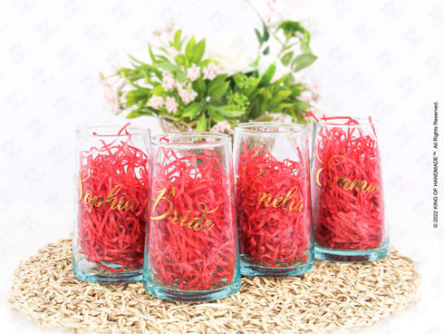 Personalized Glass Soda Cup For Bridesmaid Bachelorette Gifts Boho Wedding Gifts 12oz Iced Coffee Cup | Handblown Glass Cup With Names Personalized iced coffee cups make the perfect gift for bridesmaids, Bachelorette party, Wedding, Mom, friends and family.
