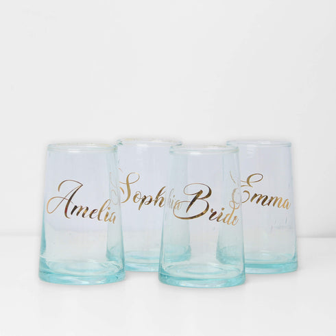 Personalized Glass Soda Cup For Bridesmaid Bachelorette Gifts Boho Wedding Gifts 12oz Iced Coffee Cup | Handblown Glass Cup With Names Personalized iced coffee cups make the perfect gift for bridesmaids, Bachelorette party, Wedding, Mom, friends and family.