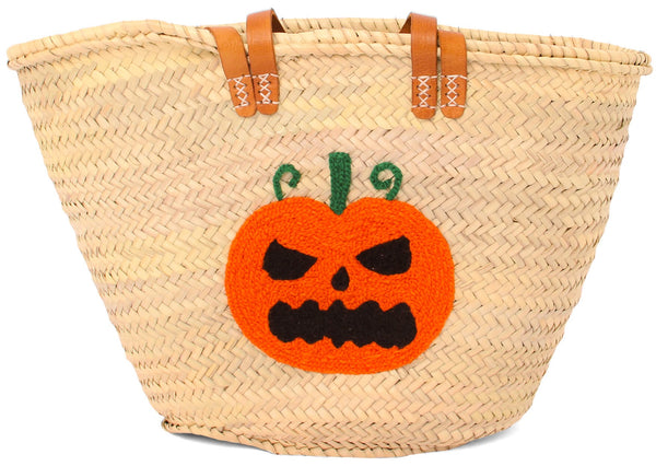 Boo ! Personalized Halloween Trick or Treat Bag - Pumpkin Small Straw Basket Personalized Halloween Bucket and Candy Tote Gift - Oval Straw Bag Personalized Monogram Halloween Basket Gifts f