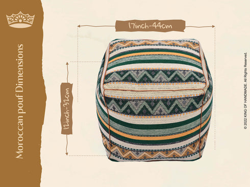 Handmade Dark Green Pouf Ottoman - Boho Decor