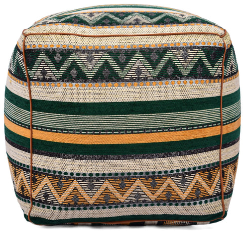 Handmade Dark Green Pouf Ottoman - Boho Decor