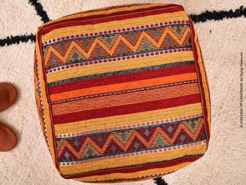 Handmade Ottoman Red Pouf - Boho Deco