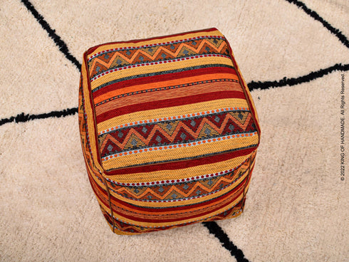 Handmade Ottoman Red Pouf - Boho Deco