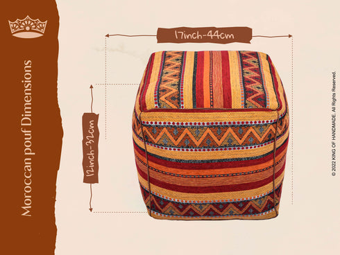 Handmade Ottoman Red Pouf - Boho Deco