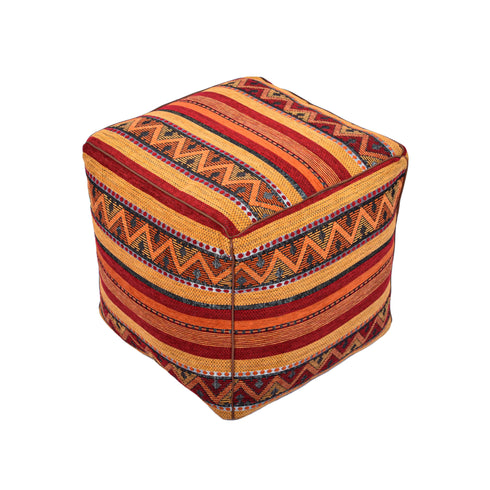 Handmade Ottoman Red Pouf - Boho Deco