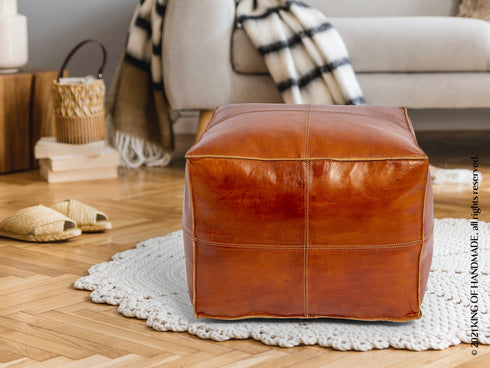 Genuine Leather Pouf Unstuffed - Moroccan Ottoman Footstool, Footrest Cover Boho Decor Bohemian Living Room, Bedroom, Kids Gift & Wedding Room Hand Stitched by Artisans Used As Hassock pouf ottoman hassock  hassocks and ottomans leather pouf hassock furniture pouf ottoman moroccan pouf pouf ottoman leather ottoman