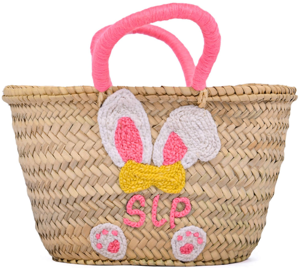Personalized Bunny Ears Easter Straw Basket