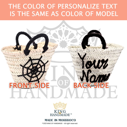 Boo ! Personalized Halloween Trick or Treat Bag - Pumpkin Small Straw Basket Personalized Halloween Bucket and Candy Tote for Kids Gift - Oval Straw Bag Personalized Monogram Halloween Basket Gifts for Kids