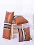 Handmade Moroccan Pillows | Leather Covers | Set Of 3 | Dark Tan