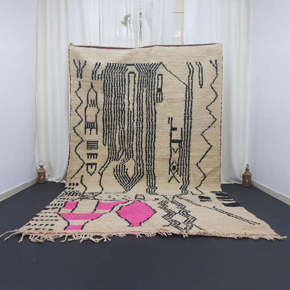 Beni Ourain Rug – Ivory Geometric Wool Berber Carpet