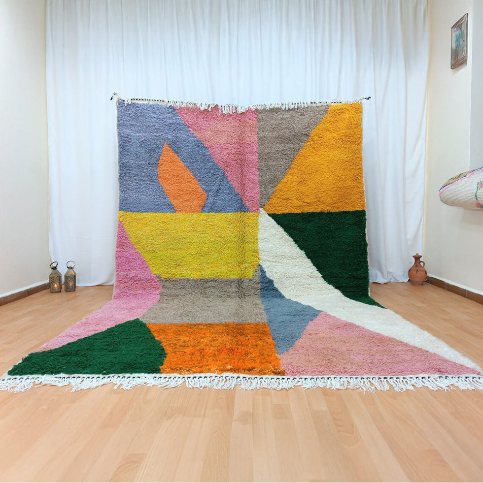 Beni Ourain Rug – Multicolor Tribal Wool Area Rug
