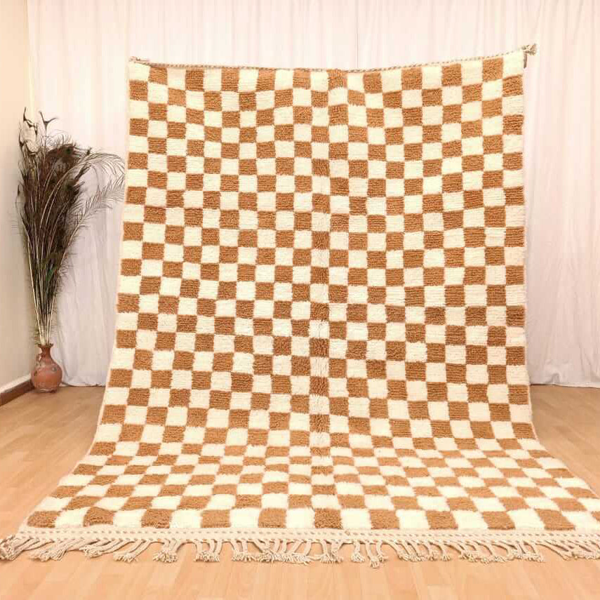Authentic Moroccan Checkered Wool Rug